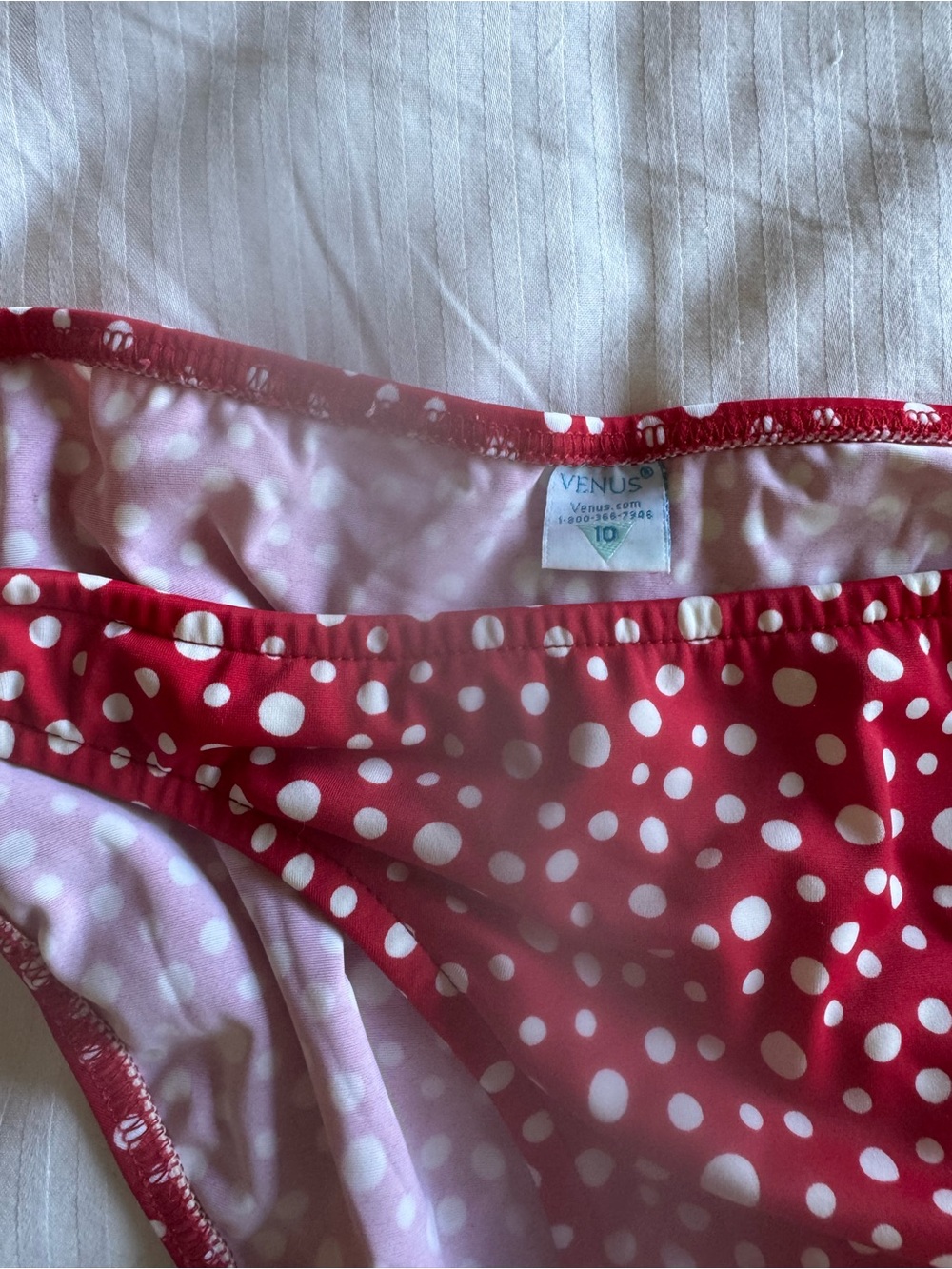 VENUS Red and White Polka Dot Bikini Bottoms size 10 - Picture 3 of 5
